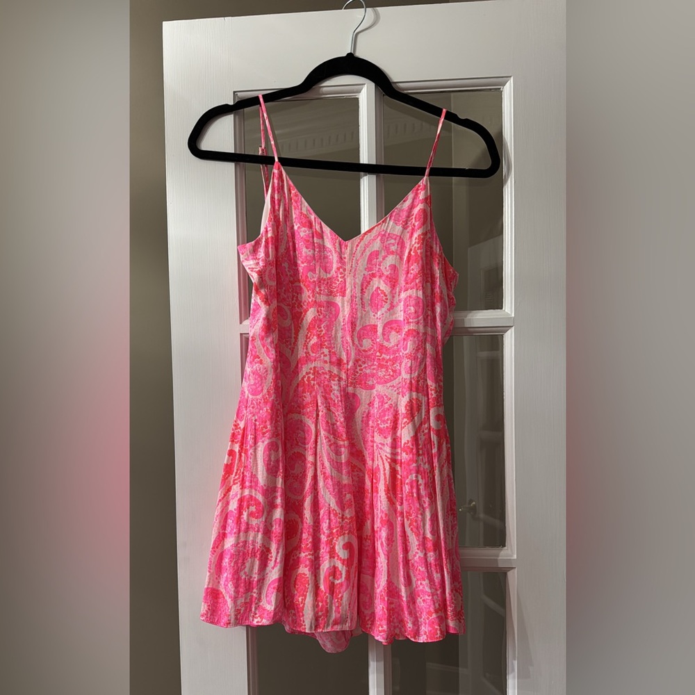 Pink and White Paisley Romper
